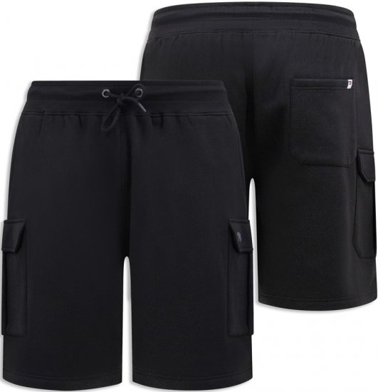 D555 Wigan 2 Elasticated Waist Fleece Cargo Shorts Black - Sportske hlače & kratke - Muške Trenirke Veliki Brojevi