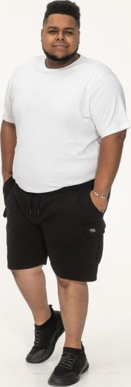 D555 Wigan 2 Elasticated Waist Fleece Cargo Shorts Black - Sportske hlače & kratke - Muške Trenirke Veliki Brojevi