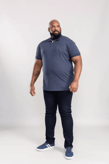 D555 Grant Polo Shirt Denim Blue - Polo majice - Muške Polo Majice Veliki Brojevi