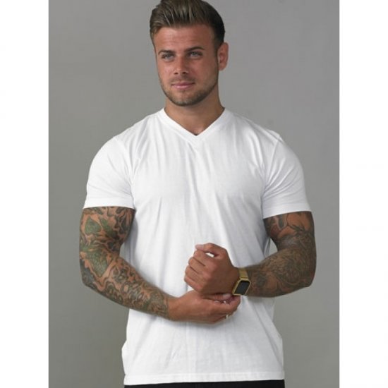D555 Signature V-neck T-shirt White - Majice Kratkih Rukava - Muške Majice Kratkih Rukava Veliki Brojevi 