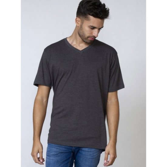 D555 Signature V-neck T-shirt Charcoal - Majice Kratkih Rukava - Muške Majice Kratkih Rukava Veliki Brojevi 