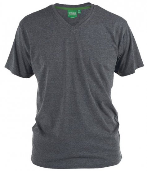 D555 Signature V-neck T-shirt Charcoal - Majice Kratkih Rukava - Muške Majice Kratkih Rukava Veliki Brojevi 