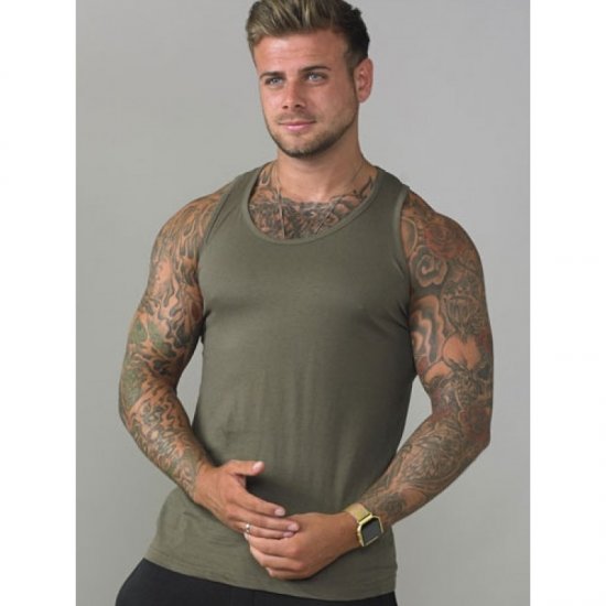 D555 Fabio Tanktop Khaki - Majice Kratkih Rukava - Muške Majice Kratkih Rukava Veliki Brojevi 