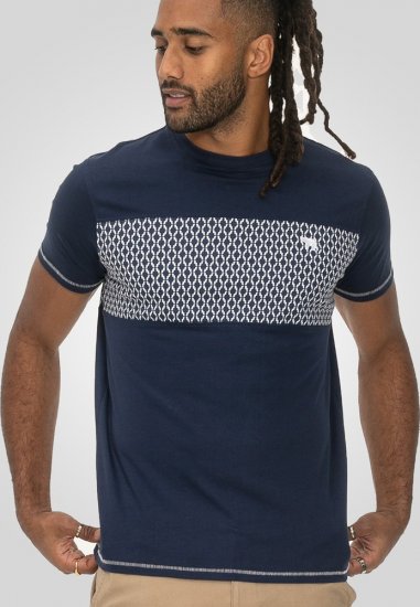 D555 Swansea Cut And Sew Crew Neck T-Shirt Navy - Majice Kratkih Rukava - Muške Majice Kratkih Rukava Veliki Brojevi 