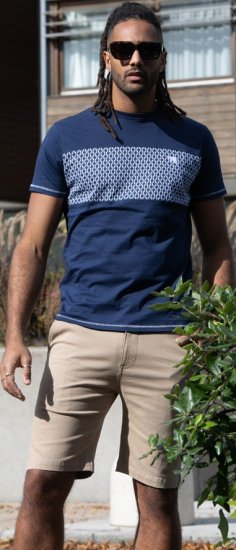 D555 Swansea Cut And Sew Crew Neck T-Shirt Navy - Majice Kratkih Rukava - Muške Majice Kratkih Rukava Veliki Brojevi 