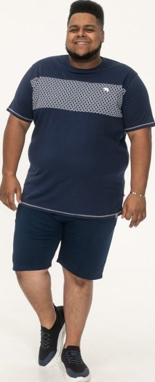 D555 Swansea Cut And Sew Crew Neck T-Shirt Navy - Majice Kratkih Rukava - Muške Majice Kratkih Rukava Veliki Brojevi 