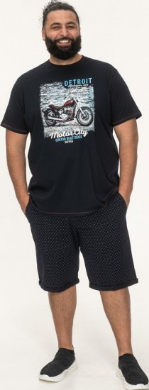 D555 Knowle Detroit Motor Bike Printed Crew Neck T-Shirt Navy - Majice Kratkih Rukava - Muške Majice Kratkih Rukava Veliki Brojevi 