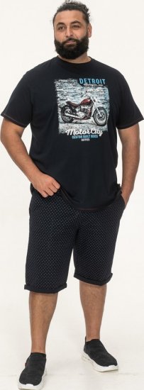 D555 Knowle Detroit Motor Bike Printed Crew Neck T-Shirt Navy - Majice Kratkih Rukava - Muške Majice Kratkih Rukava Veliki Brojevi 