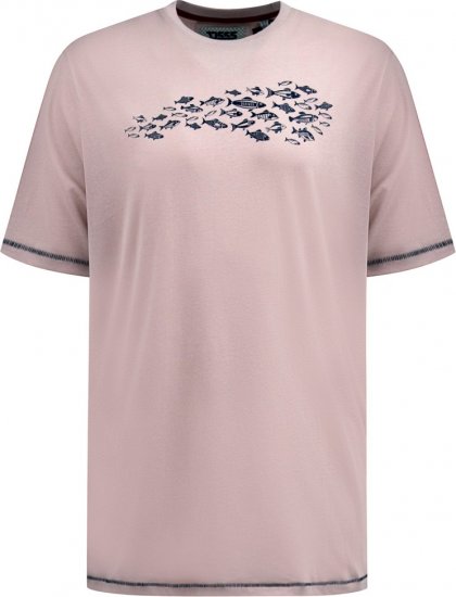 D555 Bournemouth Shoal Of Fish Printed Crew Neck T-Shirt Pink - Majice Kratkih Rukava - Muške Majice Kratkih Rukava Veliki Brojevi 