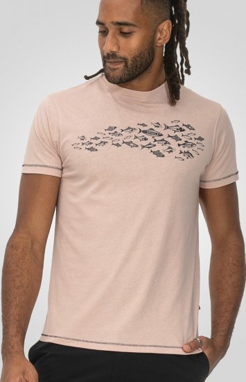 D555 Bournemouth Shoal Of Fish Printed Crew Neck T-Shirt Pink - Majice Kratkih Rukava - Muške Majice Kratkih Rukava Veliki Brojevi 