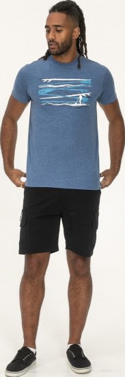 D555 Cardiff Surfer And Waves Printed Crew Neck T-shirt Denim Marl - Majice Kratkih Rukava - Muške Majice Kratkih Rukava Veliki Brojevi 