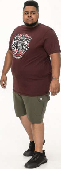 D555 Loughborough Official Gas Monkey Crew Neck T-Shirt Burgundy Black Twist - Majice Kratkih Rukava - Muške Majice Kratkih Rukava Veliki Brojevi 