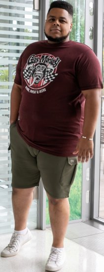 D555 Loughborough Official Gas Monkey Crew Neck T-Shirt Burgundy Black Twist - Majice Kratkih Rukava - Muške Majice Kratkih Rukava Veliki Brojevi 