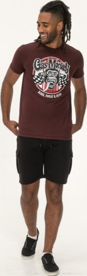 D555 Loughborough Official Gas Monkey Crew Neck T-Shirt Burgundy Black Twist - Majice Kratkih Rukava - Muške Majice Kratkih Rukava Veliki Brojevi 