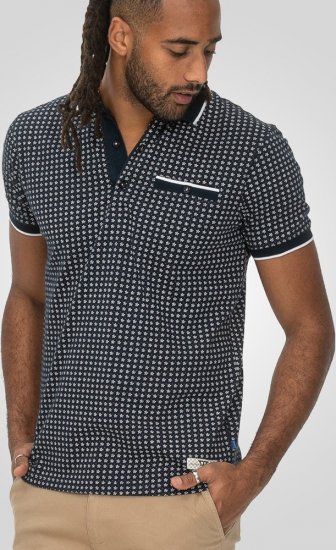 D555 Coventry AOP Polo Shirt Jacquard Collar & Ribbed Cuffs Navy - Polo majice - Muške Polo Majice Veliki Brojevi
