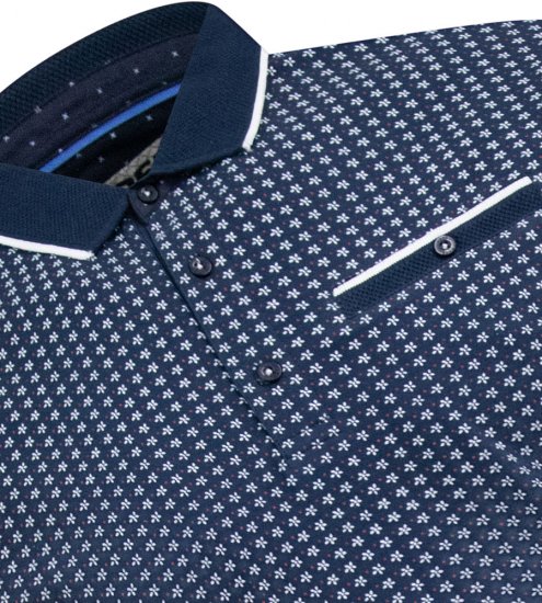 D555 Coventry AOP Polo Shirt Jacquard Collar & Ribbed Cuffs Navy - Polo majice - Muške Polo Majice Veliki Brojevi