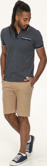 D555 Coventry AOP Polo Shirt Jacquard Collar & Ribbed Cuffs Navy - Polo majice - Muške Polo Majice Veliki Brojevi