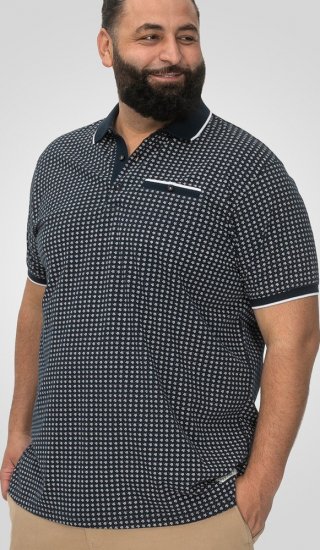 D555 Coventry AOP Polo Shirt Jacquard Collar & Ribbed Cuffs Navy - Polo majice - Muške Polo Majice Veliki Brojevi