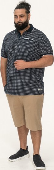 D555 Coventry AOP Polo Shirt Jacquard Collar & Ribbed Cuffs Navy - Polo majice - Muške Polo Majice Veliki Brojevi