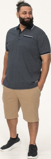 D555 Coventry AOP Polo Shirt Jacquard Collar & Ribbed Cuffs Navy - Polo majice - Muške Polo Majice Veliki Brojevi