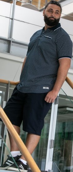 D555 Coventry AOP Polo Shirt Jacquard Collar & Ribbed Cuffs Navy - Polo majice - Muške Polo Majice Veliki Brojevi