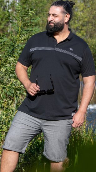 D555 Stafford Cut And Sew Embroidery Stripe Short Sleeve Polo Black - Polo majice - Muške Polo Majice Veliki Brojevi