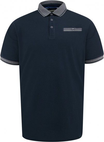 D555 Ilkeston Jacquard Collar & Cuff Short Sleeve Pique Polo Navy - Polo majice - Muške Polo Majice Veliki Brojevi