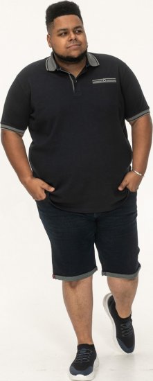 D555 Ilkeston Jacquard Collar & Cuff Short Sleeve Pique Polo Navy - Polo majice - Muške Polo Majice Veliki Brojevi