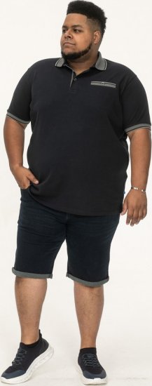 D555 Ilkeston Jacquard Collar & Cuff Short Sleeve Pique Polo Navy - Polo majice - Muške Polo Majice Veliki Brojevi