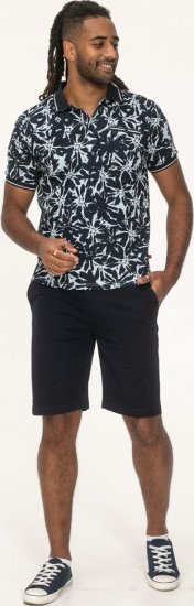 D555 Halifax AOP Hawaiian Print Short Sleeve Polo Blue - Majice Kratkih Rukava - Muške Majice Kratkih Rukava Veliki Brojevi 