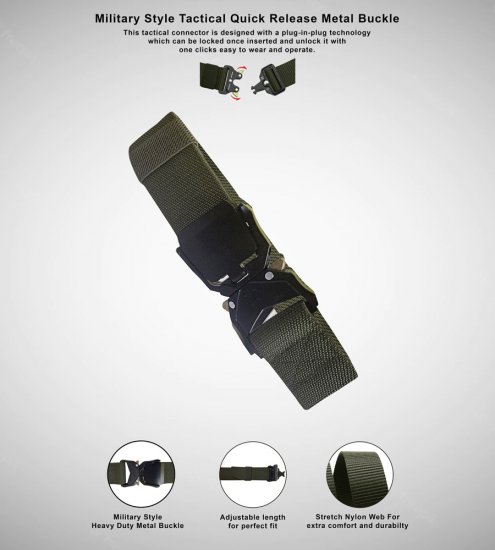 D555 Dale Tactical Stretch Webbing Belt with Heavy Duty Quick Release Buckle Khaki - Remenje - Muški remeni velikih veličina
