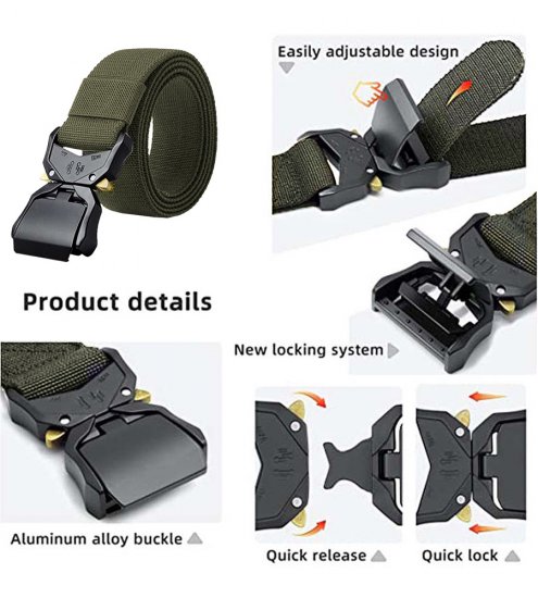 D555 Dale Tactical Stretch Webbing Belt with Heavy Duty Quick Release Buckle Khaki - Remenje - Muški remeni velikih veličina