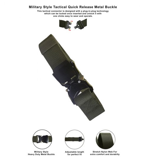 D555 Dale Tactical Stretch Webbing Belt with Heavy Duty Quick Release Buckle Khaki - Remenje - Muški remeni velikih veličina