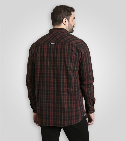 D555 Horsham Long Sleeve Shirt with Chest Pocket Burgundy/Black Check - Košulje - Muške Košulje Veliki Brojevi