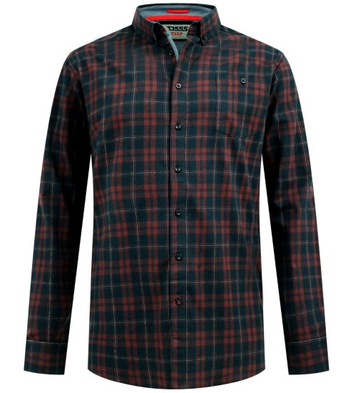 D555 Horsham Long Sleeve Shirt with Chest Pocket Burgundy/Black Check - Košulje - Muške Košulje Veliki Brojevi