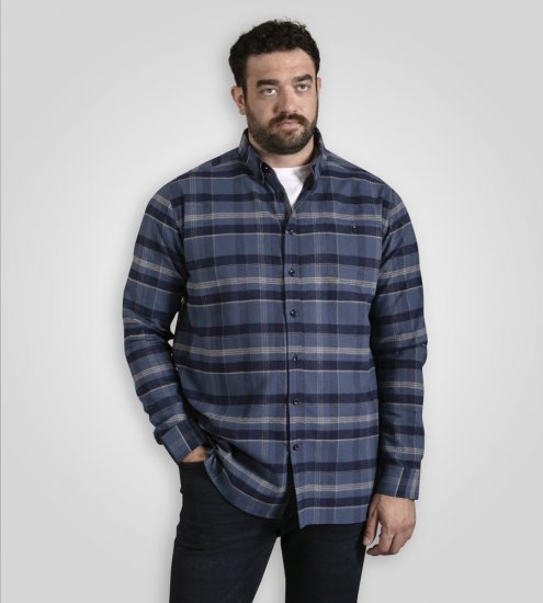 D555 Shrewsbury Long Sleeve with Chest Pocket Blue/Navy Check TALL SIZES - MUŠKA ODJEĆA MT-6XLT - Odjeća za Visoke Muškarce