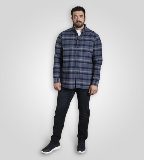 D555 Shrewsbury Long Sleeve with Chest Pocket Blue/Navy Check TALL SIZES - MUŠKA ODJEĆA MT-6XLT - Odjeća za Visoke Muškarce