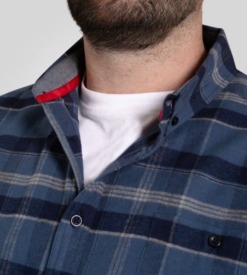 D555 Shrewsbury Long Sleeve with Chest Pocket Blue/Navy Check TALL SIZES - MUŠKA ODJEĆA MT-6XLT - Odjeća za Visoke Muškarce