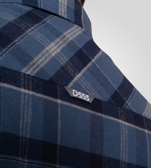 D555 Shrewsbury Long Sleeve with Chest Pocket Blue/Navy Check TALL SIZES - MUŠKA ODJEĆA MT-6XLT - Odjeća za Visoke Muškarce