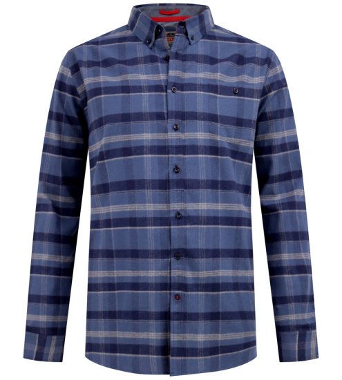D555 Shrewsbury Long Sleeve with Chest Pocket Blue/Navy Check - Košulje - Muške Košulje Veliki Brojevi