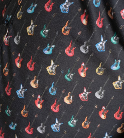 D555 Wakefield Long Sleeve AOP Guitar Printed Shirt Grey - Košulje - Muške Košulje Veliki Brojevi