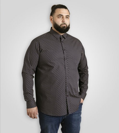 D555 Sheffield Long Sleeve AOP Micro Gold Shirt Navy - Košulje - Muške Košulje Veliki Brojevi
