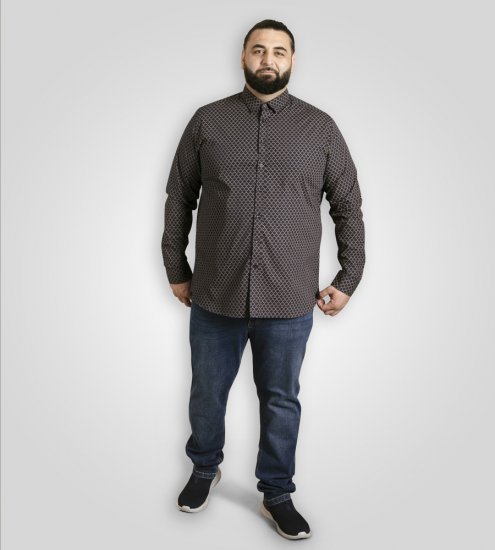 D555 Sheffield Long Sleeve AOP Micro Gold Shirt Navy - Košulje - Muške Košulje Veliki Brojevi