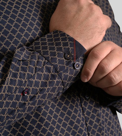D555 Sheffield Long Sleeve AOP Micro Gold Shirt Navy - Košulje - Muške Košulje Veliki Brojevi