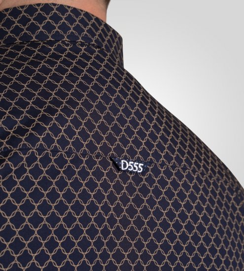 D555 Sheffield Long Sleeve AOP Micro Gold Shirt Navy - Košulje - Muške Košulje Veliki Brojevi