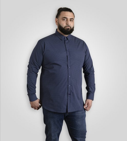 D555 Middlesbrough Long Sleeve AOP Micro Blue Shirt Navy - Košulje - Muške Košulje Veliki Brojevi
