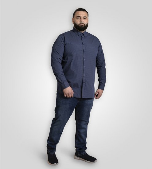 D555 Middlesbrough Long Sleeve AOP Micro Blue Shirt Navy TALL SIZE - Košulje - Muške Košulje Veliki Brojevi