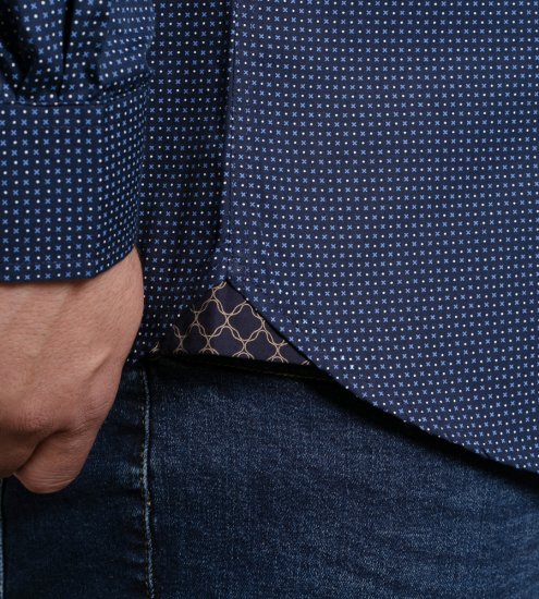 D555 Middlesbrough Long Sleeve AOP Micro Blue Shirt Navy TALL SIZE - Košulje - Muške Košulje Veliki Brojevi