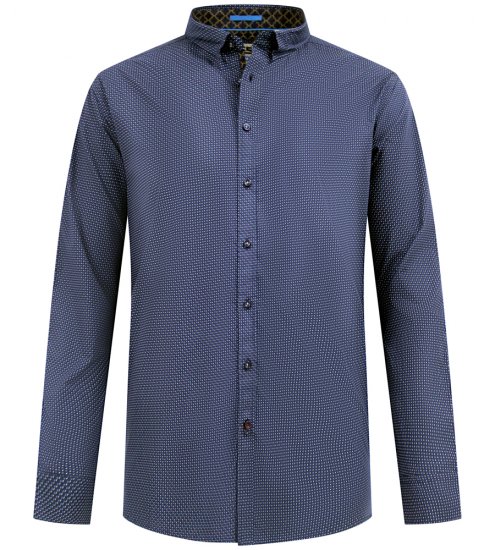 D555 Middlesbrough Long Sleeve AOP Micro Blue Shirt Navy TALL SIZE - Košulje - Muške Košulje Veliki Brojevi
