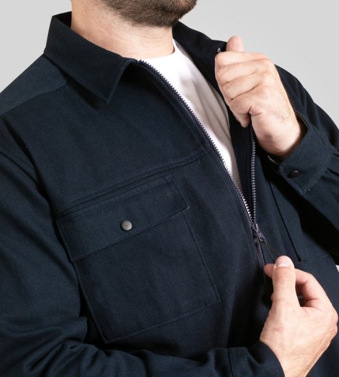 D555 Cleveley Long Sleeve Heavy Shacket Overshirt Navy - Košulje - Muške Košulje Veliki Brojevi